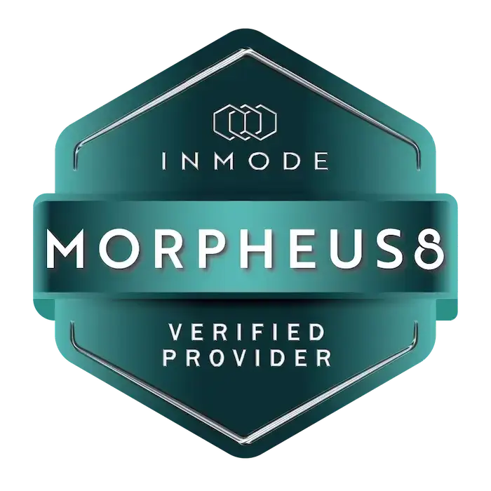 Morpheus8 verified provider logo by InMode, showcasing aesthetic treatment expertise for skin tightening and collagen renewal.