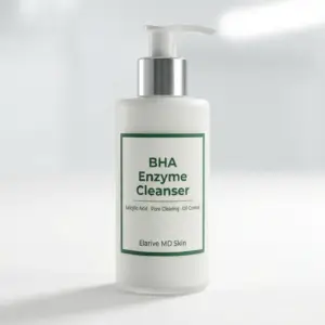BHA Enzyme Cleanser bottle from Elarive MD Skin, featuring a pump dispenser and labeled for deep cleansing and oil control.