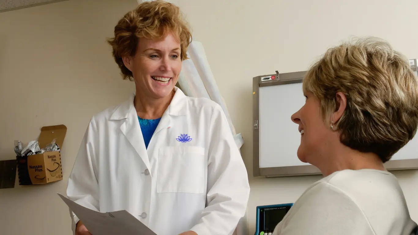 Female physician reviewing lab results with patient