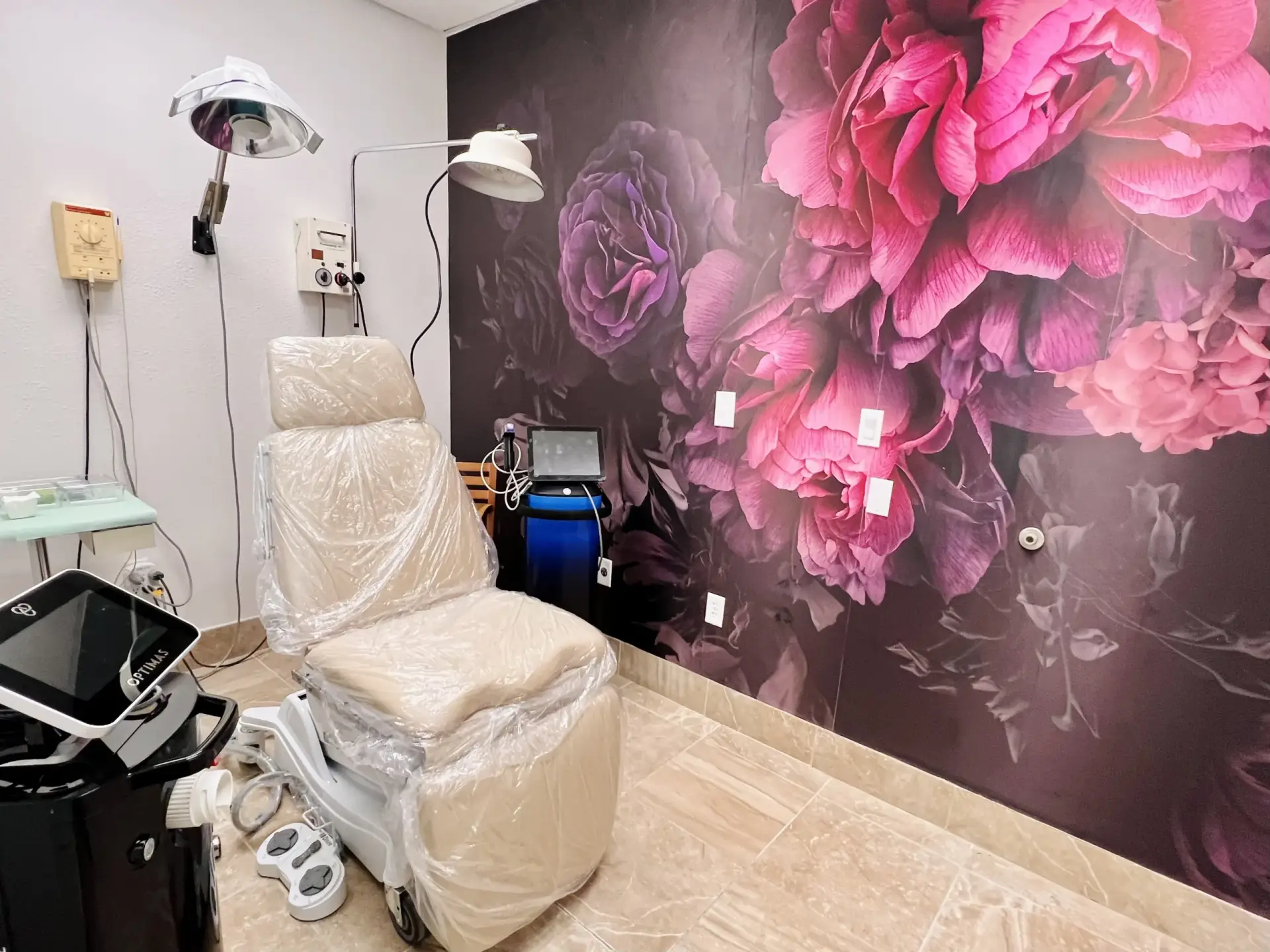 Woman receiving PRP facial treatment for skin rejuvenation in a spa-like environment
