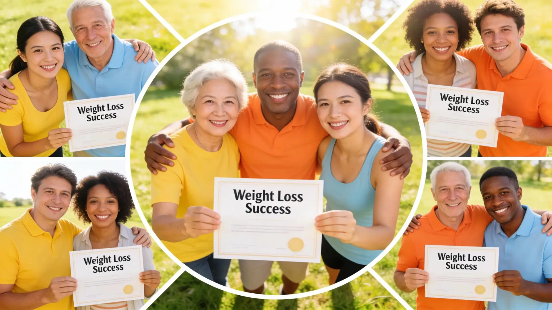 Diverse patients celebrating their weight loss success, reflecting positive outcomes of the program