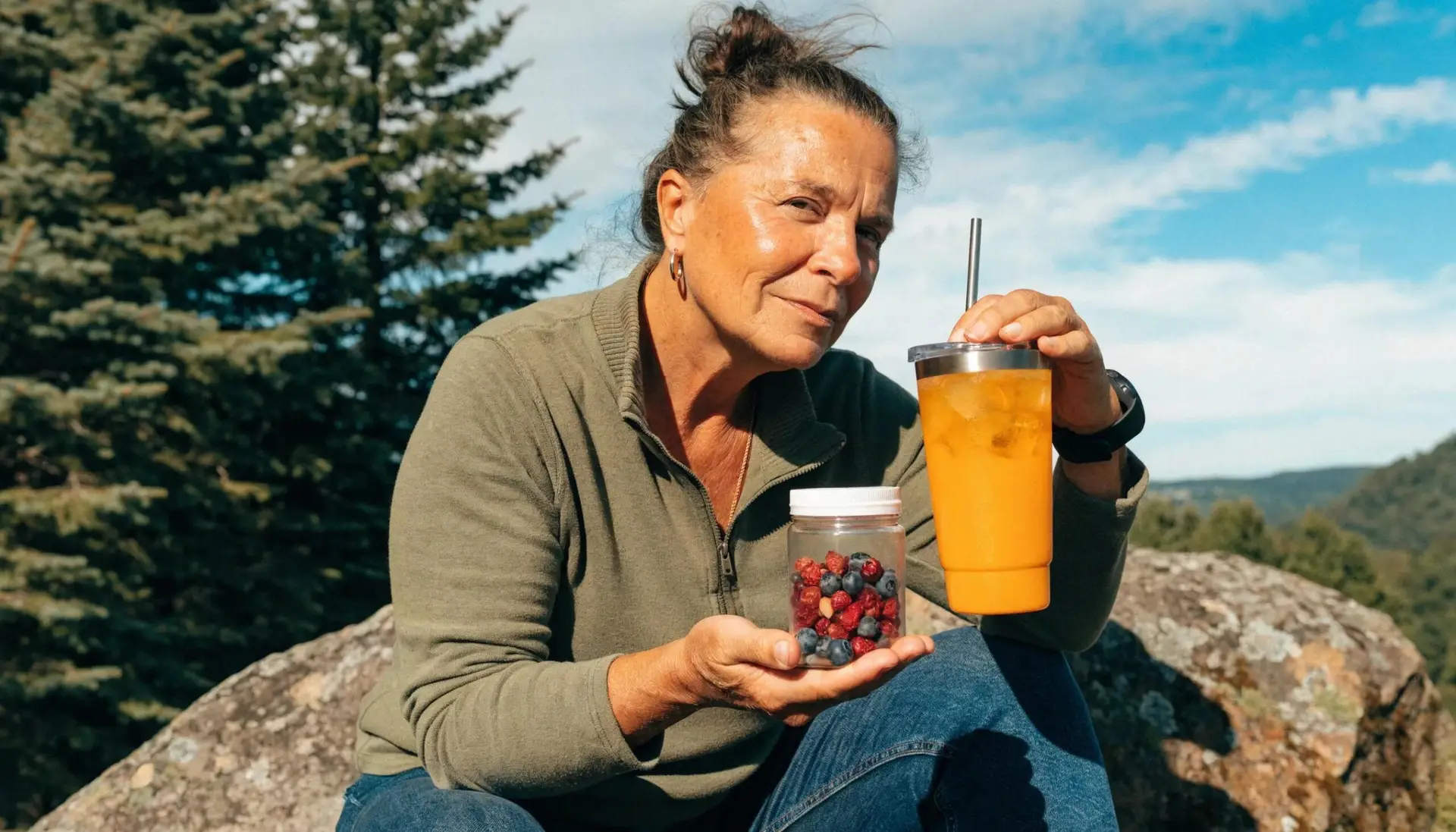 Middle-aged person enjoying outdoor activities representing the benefits of peptide therapy on skin quality and vitality