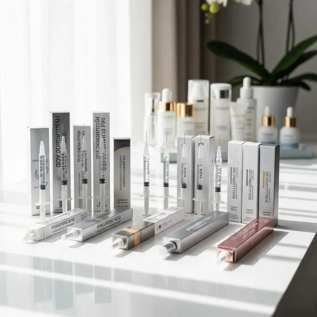 Hyaluronic acid filler syringes showcasing benefits for skin health and rejuvenation